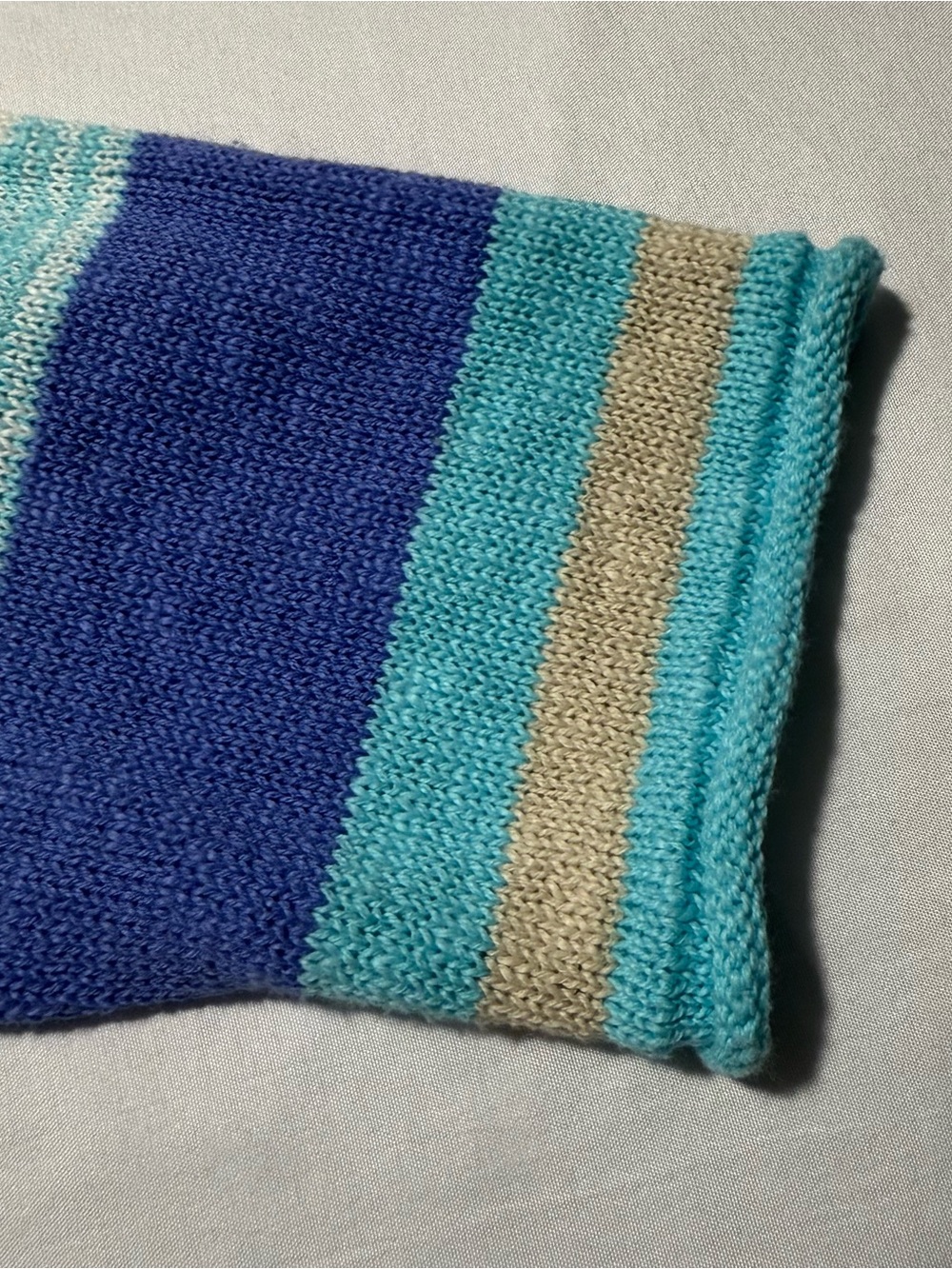 Lulu B Women’s XL Striped Knit Cardigan Sweater Blue Tan Yellow 100% Cotton - Picture 6 of 11